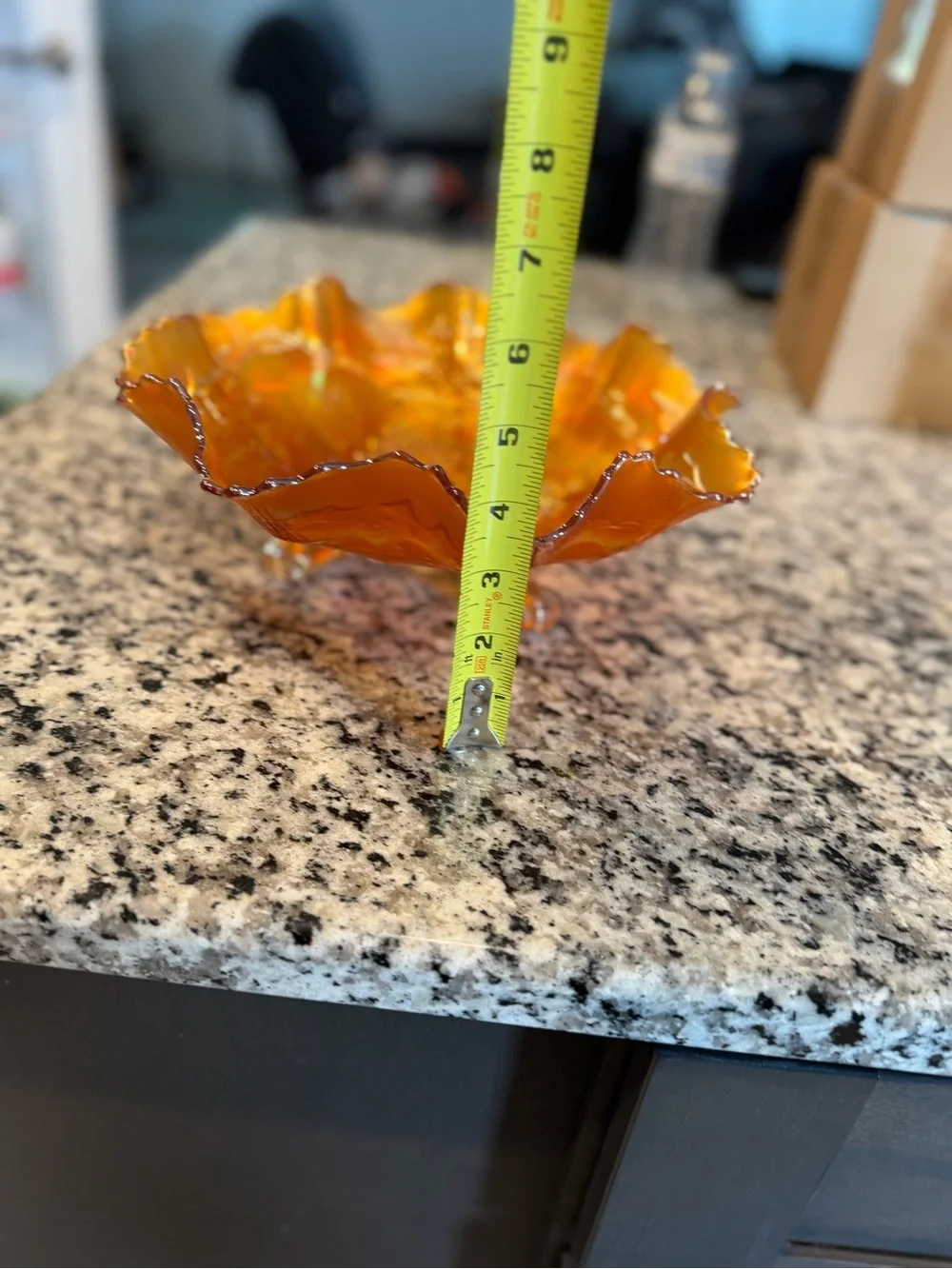 Vintage Fenton Marigold Carnival Glass Ruffled Bowl